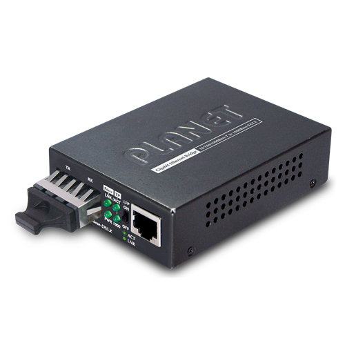 GT-802S 10/100/1000Base-T to 1000LX Gigabit Media Converter (SM, SC, 20km)