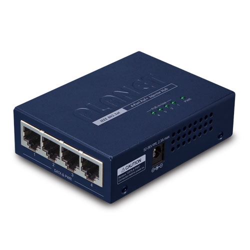 HPOE-460 4-port Gigabit IEEE 802.3at Power over Ethernet Plus Injector Hub