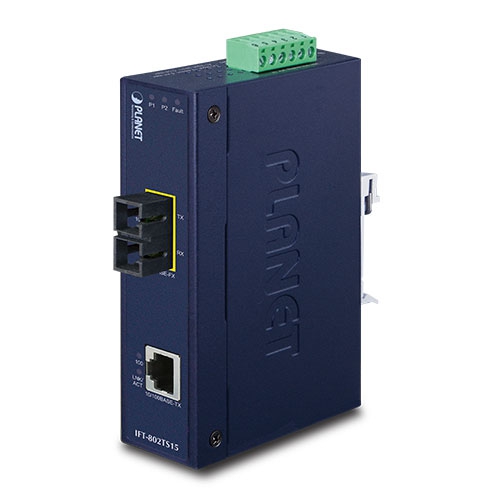 IFT-802TS15  IP30 Industrial 10/100TX to 100 FX Media Converter (SM, SC, 15km) (-40 ~ 75C)