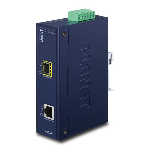 IFT-805AT  IP30 Industrial 10/100TX to 100FX Media Converter (SFP) (-40 ~ 75C)