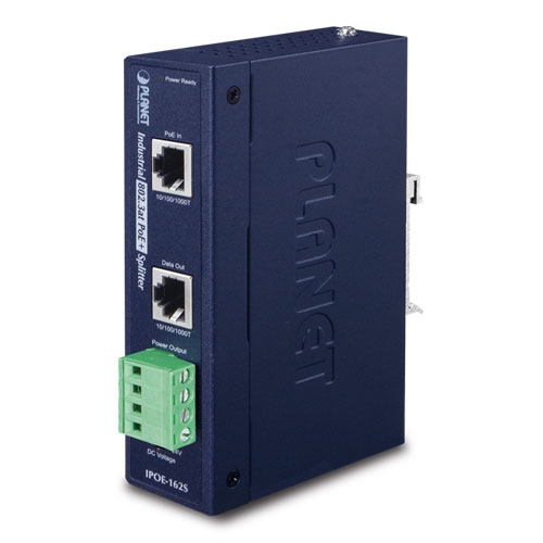 IPOE-162S IP30 Industrial 802.3at Gigabit High Power Power over Ethernet Splitter - 12V & 24V (-40 ~ 75 C)