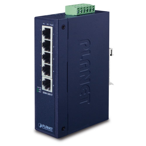 ISW-501T IP30 Industrial Fast Ethernet Switch 5-Port 10/100Base-TX (-40 ~ 75C)