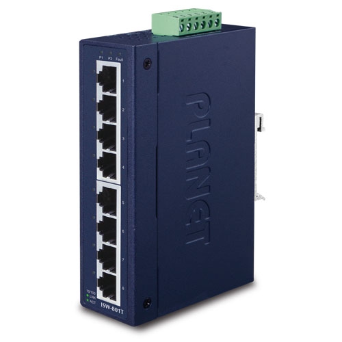 ISW-801T 8-Port 10/100TX Industrial Fast Ethernet Switch (-40~75C)