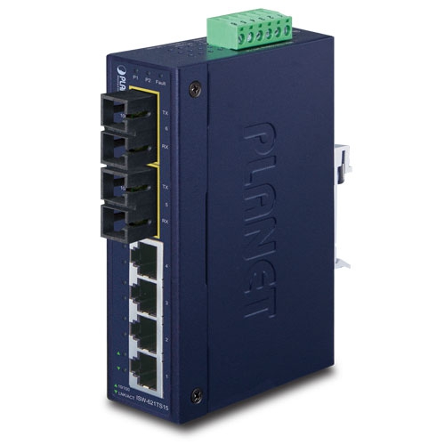 ISW-621TS15 IP30 Industrial Ethernet Switch 4-Port 10/100Base-TX + 2-Port 100Base-FX  (SM, SC 15km) (-40 ~ 75C)