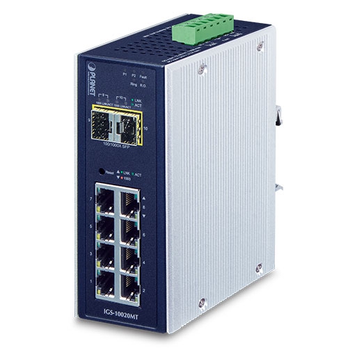 IGS-10020MT Industrial 8-port 10/100/1000T + 2-port 1G/2.5G SFP Managed Gigabit Switch