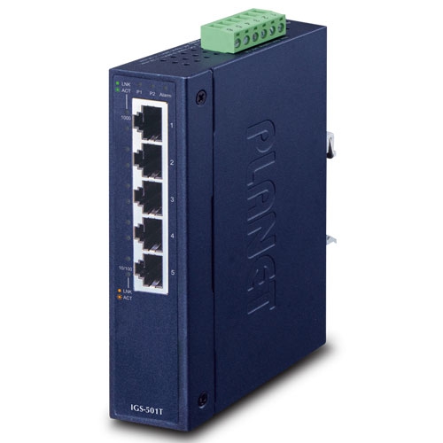 IGS-501T 5-Port 10/100/1000T Industrial Gigabit Ethernet Switch with Wide Operating Temperature