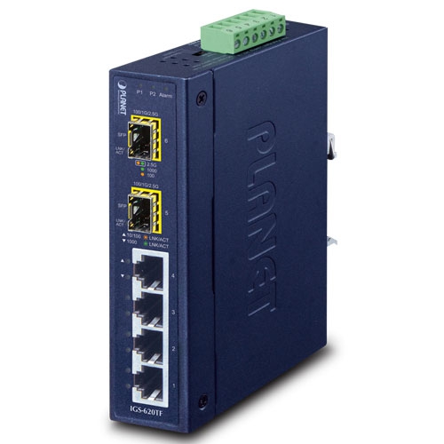 IGS-620TF Industrial 4-Port 10/100/1000BASE-T + 2-Port 100/1G/2.5GBASE-X SFP Ethernet Switch