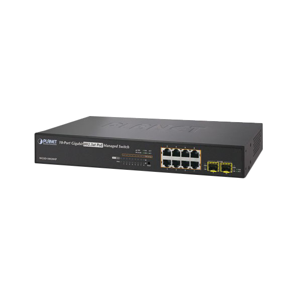 WGSD-10020HP 8-Port 10/100/1000Mbps + 2 100/1000X SFP Managed 802.3at PoE Switch (150W)