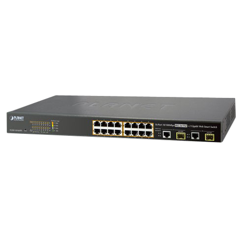 FGSW-1816HPS 16-Port 10/100TX 802.3at PoE + 2-Port Gigabit TP/SFP Combo Web Smart Ethernet Switch