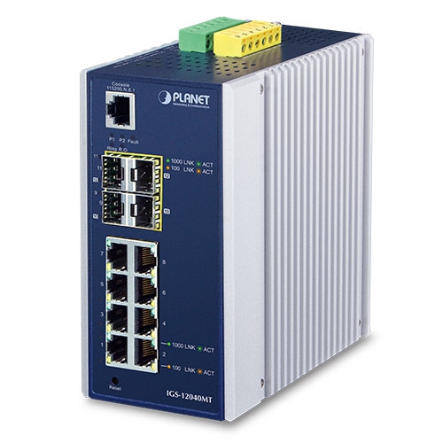 IGS-12040MT Industrial 8-Port 10/100/1000T + 2-Port 100/1G SFP + 2-Port 1G/2.5G SFP Managed Ethernet Switch