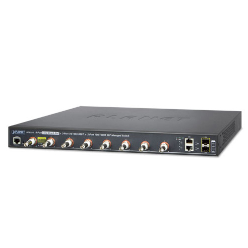 LRP-822CS 8-port Coax + 2-port 10/100/1000T + 2-port 100/1000X SFP Long Reach PoE over Coaxial Managed Switch