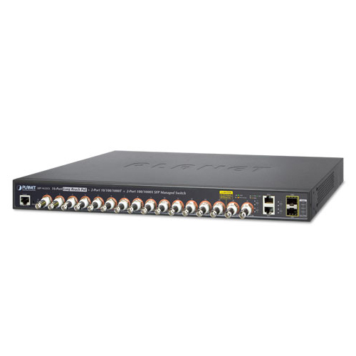 LRP-1622CS 16-port Coax + 2-port 10/100/1000T + 2-port 100/1000X SFP Long Reach PoE over Coaxial Managed Switch