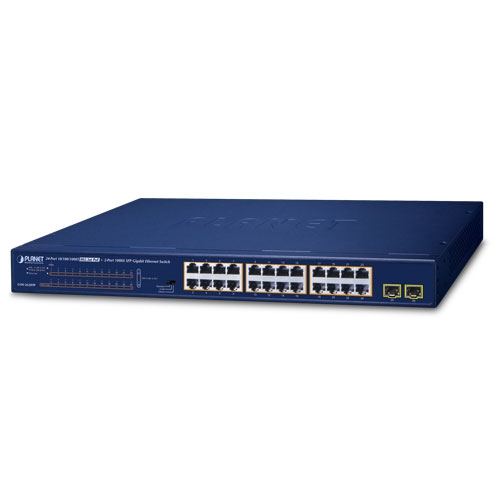 GSW-2620HP 24-Port 10/100/1000T 802.3at PoE + 2-Port 1000X SFP Gigabit Ethernet Switch