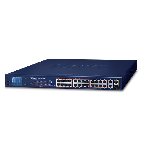 FGSW-2622VHP 24-Port 10/100TX 802.3at PoE + 2-Port Gigabit TP + 2-Port SFP Ethernet Switch with LCD PoE Monitor (300W)