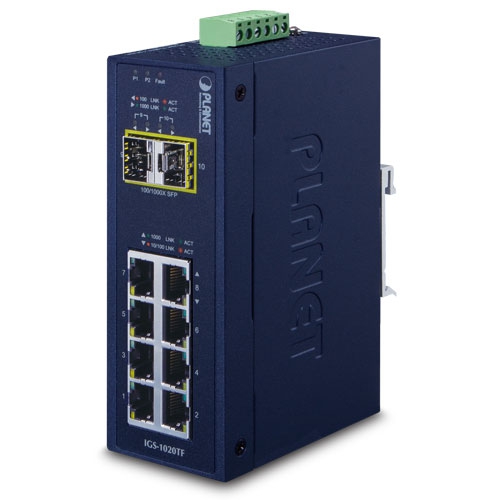 IGS-1020TF Industrial 8-Port 10/100/1000T + 2 1000X SFP Ethernet Switch (-40~75C)