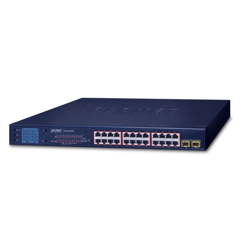 GSW-2620VHP 24-Port 10/100/1000T 802.3at PoE + 2-Port Gigabit SFP Ethernet Switch with LCD PoE Monitor (300W)