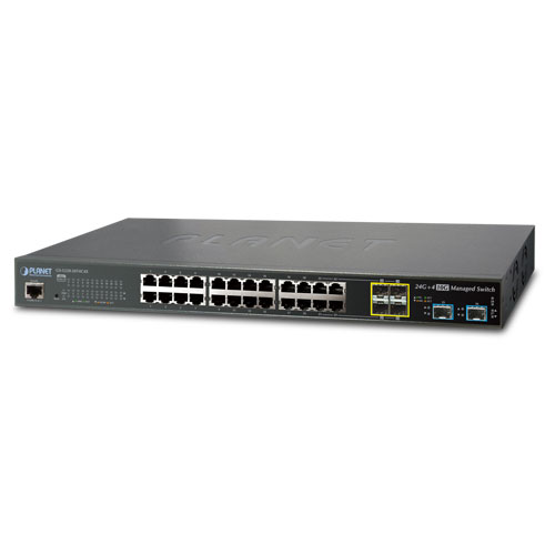 GS-5220-20T4C4X L2+ 24-Port 10/100/1000T + 4-Port Shared SFP + 4-Port 10G SFP+ Managed Switch