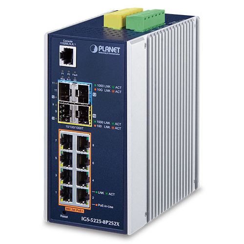 IGS-5225-8P2S2X Industrial L3 8-Port 10/100/1000T 802.3at PoE + 2-Port 1G/2.5G SFP + 2-Port 10G SFP+ Managed Ethernet Switch