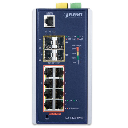 IGS-5225-8P4S Industrial PoE Switch front