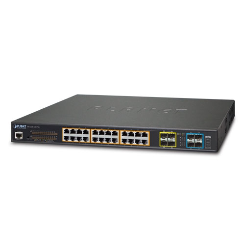 GS-5220-24UP4XR L2+ 24-Port 10/100/1000T Ultra PoE + 4-Port 10G SFP+ Managed Switch with System Redundant Power (400W)