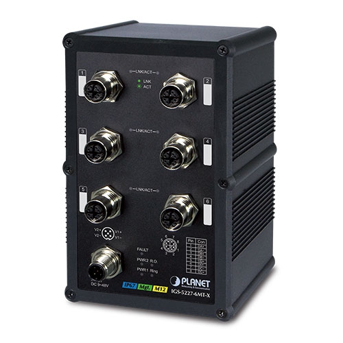 IGS-5227-6MT-X Industrial IP67 Rated 6-Port 10/100/1000T M12 Managed Ethernet Switch (-40~75C, X-coded M12)