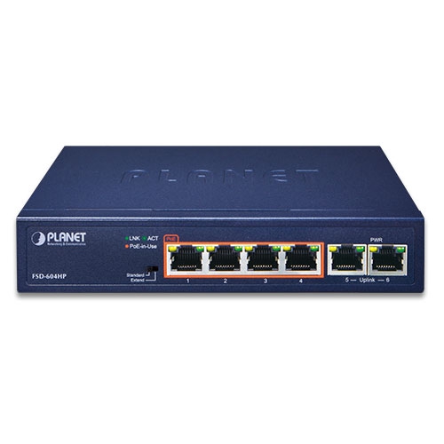 FSD-604HP PoE Switch front