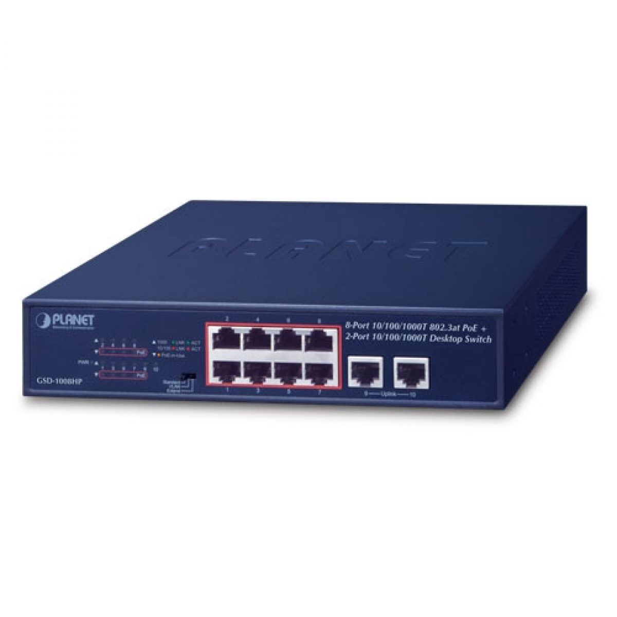 Binardat 8 Port Gigabit PoE Din Rail Industrial Ethernet Switch, 8 PoE  IEEE802.3af/at, 16Gbps Switching Capacity, with One 96W PoE Power Supply