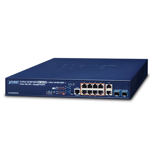 GS-5220-8P2T2X L3 8-Port 10/100/1000T 802.3at PoE + 2-Port 10/100/1000T + 2-Port 1G/10G SFP+ Managed Switch