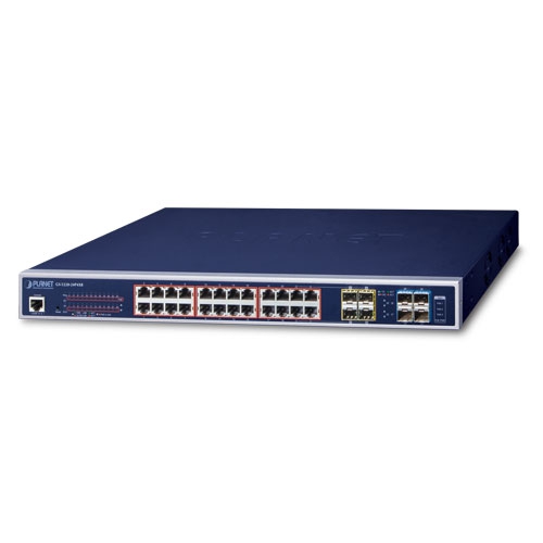 GS-5220-24PL4XR L3 24-Port 10/100/1000T 802.3at PoE + 4-Port 10G SFP+ Managed Switch with System Redundant Power