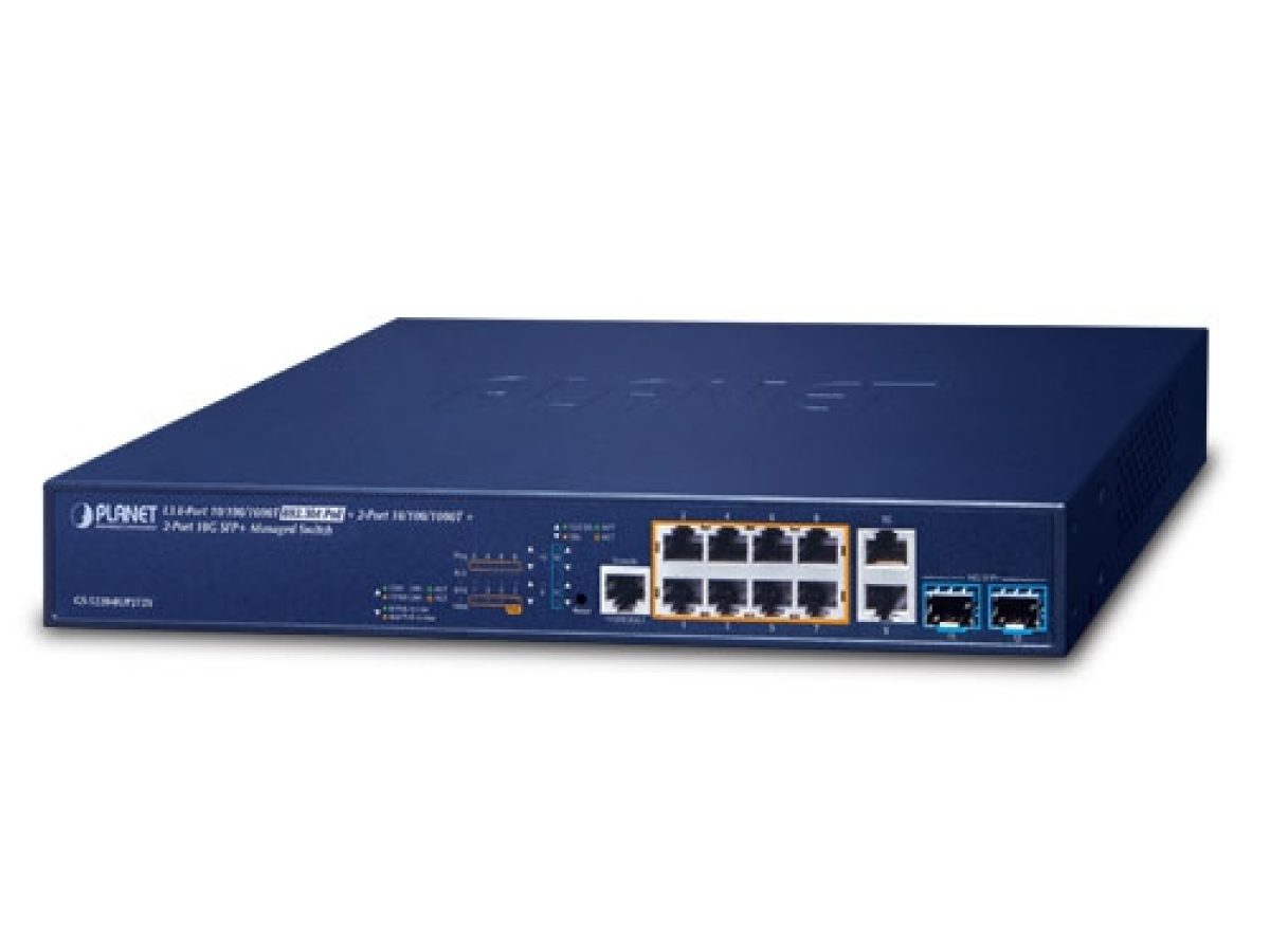 GS-5220-8UP2T2X L3 8-Port 10/100/1000T 802.3bt PoE + 2-Port 10/100/1000T +  2-Port 10G SFP+ Managed Switch