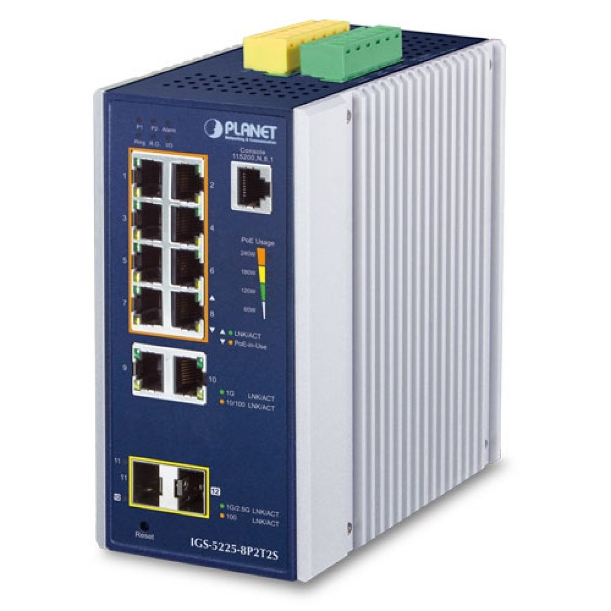 IGS-5225-8P2T2S Industrial L2+ 8-Port 10/100/1000T 802.3at PoE + 2-Port  10/100/100T +2-Port 100/1G/2.5G SFP Managed Ethernet Switch