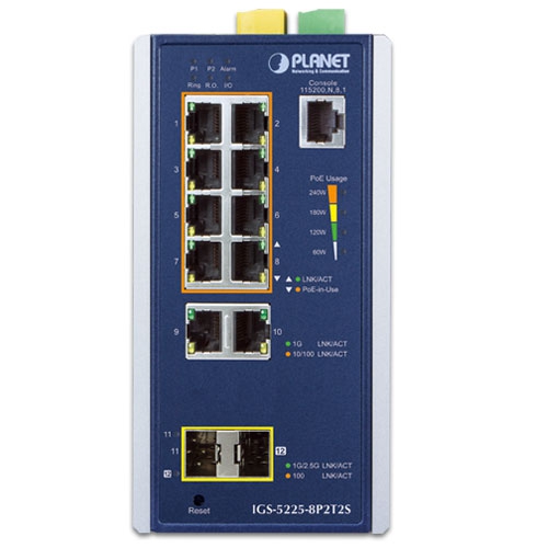 Switch industriel 4 ports PoE + 2 SFP Planet IGS-624HPT