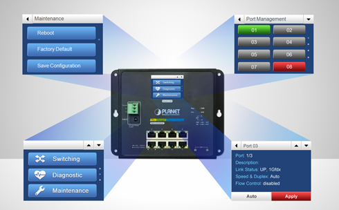 Wall-Mounted Managed Switch with LCD Screen Intuitive Control