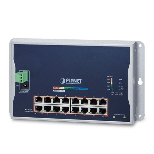 WGS-4215-16P2S Industrial 16-Port 10/100/1000T 802.3at PoE + 2-Port 100/1000X SFP Wall-mounted Managed Switch