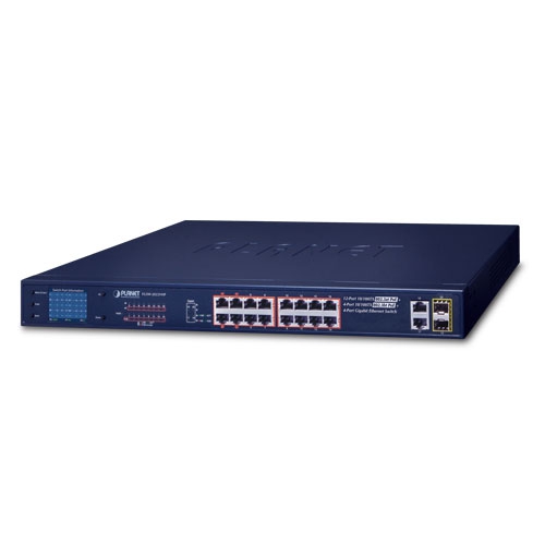 FGSW-2022VHP 12-Port 10/100TX 802.3at PoE + 4-Port 10/100TX 802.3bt PoE + 2-Port Gigabit TP + 2-Port SFP Ethernet Switch with LCD Management