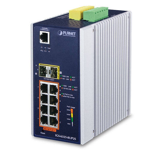 IGS-6325-8UP2S Industrial L3 8-Port 10/100/1000T 802.3bt PoE + 2-Port 100/1000X SFP Managed Ethernet Switch