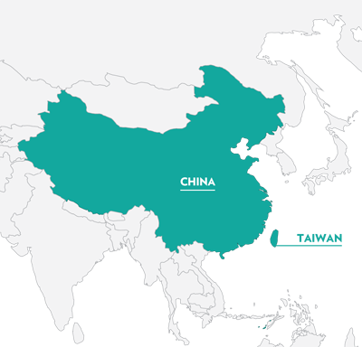 Map of Taiwan and China