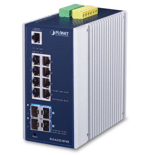 IGS-6325-8T4X Industrial L3 8-Port 10/100/1000T + 4-Port 10G SFP+ Managed Ethernet Switch