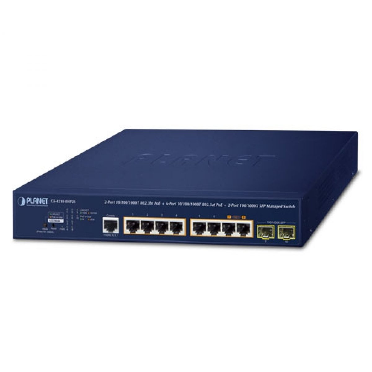 RB10-802S-PSE 8x 100M/1G/2.5G Ethernet port switch + 2x 1G/10G SFP+ uplink  slots, high power PoE+ 125W budget