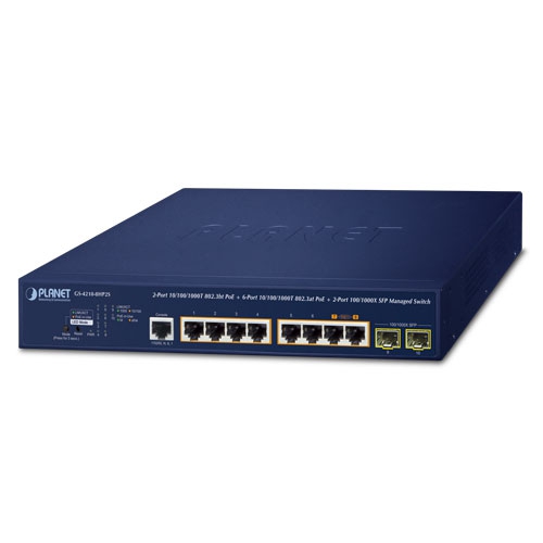 GS-4210-8HP2S 2-Port 10/100/1000T 802.3bt PoE + 6-Port 10/100/1000T 802.3at PoE + 2-Port 100/1000X SFP Managed Switch
