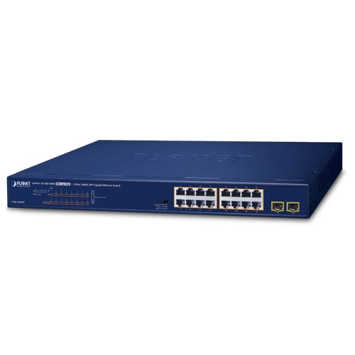 GSW-1820HP 16-Port 10/100/1000T 802.3at PoE + 2-Port 1000X SFP Gigabit Ethernet Switch