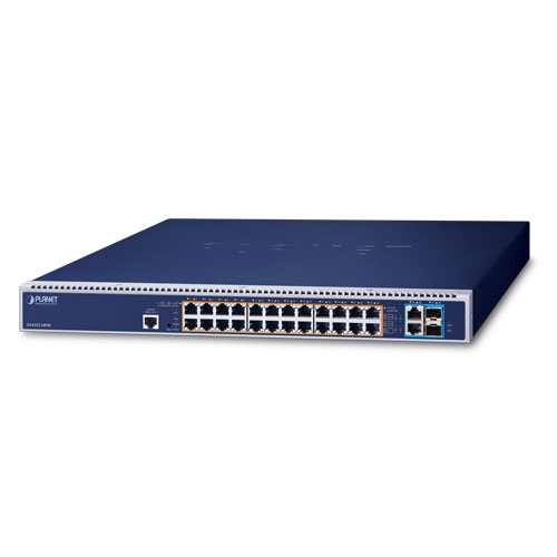 GS-6322-24P4X L3 24-Port 10/100/1000T 802.3bt PoE + 2-Port 10GBASE-T + 2-Port 10G SFP+ Managed Switch with Dual Modular Power Supply