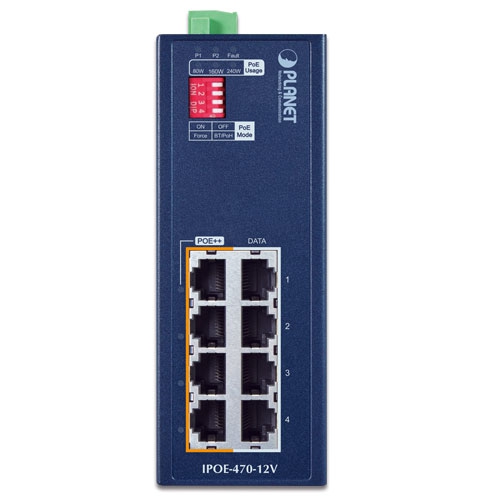 IPOE-470-12V Industrial PoE Injector Front