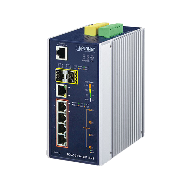 IGS-5225-4UP1T2S Industrial L2+ 4-Port 10/100/1000T Ultra PoE + 1-Port 10/100/1000T + 2-Port 100/1000X SFP Managed Switch