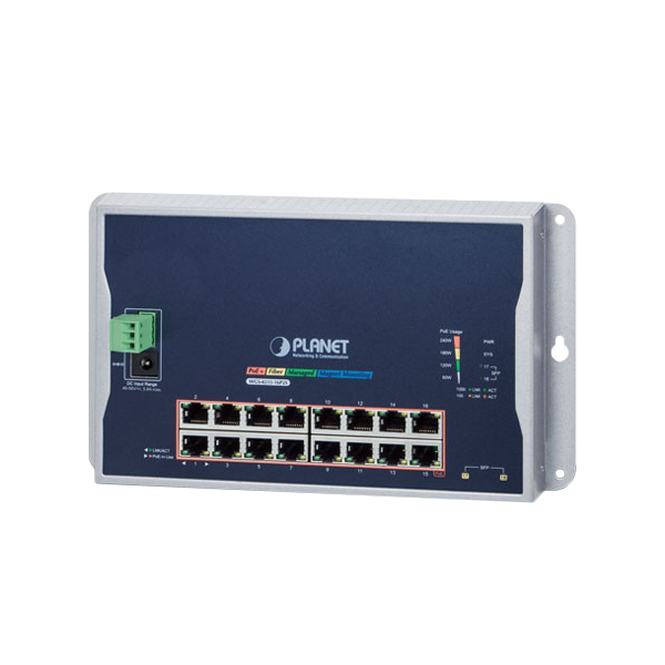WGS-4215-16P2S Industrial 16-Port 10/100/1000T 802.3at PoE 2-Port 100/1000X SFP Wall-mounted Managed Switch