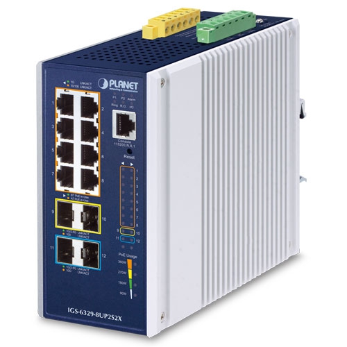 IGS-6329-8UP2S2X Industrial L3 8-Port 10/100/1000T 802.3bt PoE + 2-Port 1G/2.5G SFP + 2-Port 10G SFP+ Managed Ethernet Switch