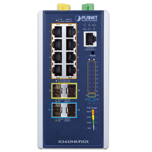 IGS-6329-8UP2S2X Industrial PoE Switch Front