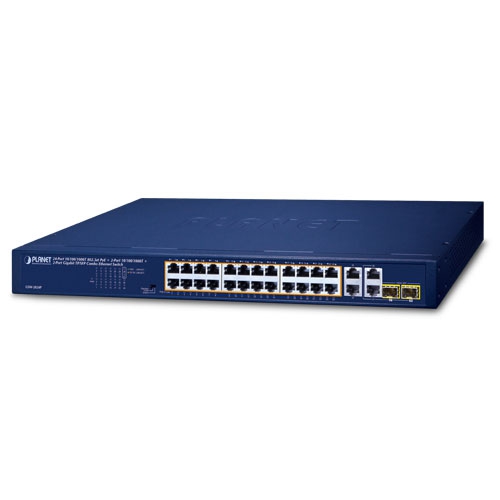 GSW-2824P 24-Port 10/100/1000T 802.3at PoE + 2-Port 10/100/1000T + 2-Port Gigabit TP/SFP Combo Ethernet Switch