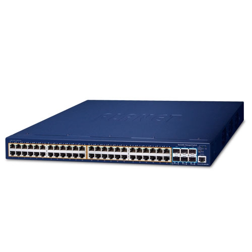 SGS-6310-48P6XR L3 48-Port 10/100/1000T 802.3at PoE + 6-Port 10G SFP+ Stackable Managed Switch with 55V DC Redundant Power