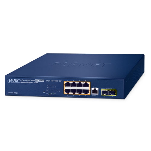 GS-4210-8UP2S 8-Port 10/100/1000T 802.3bt PoE + 2-Port 100/1000X SFP Managed Ethernet Switch